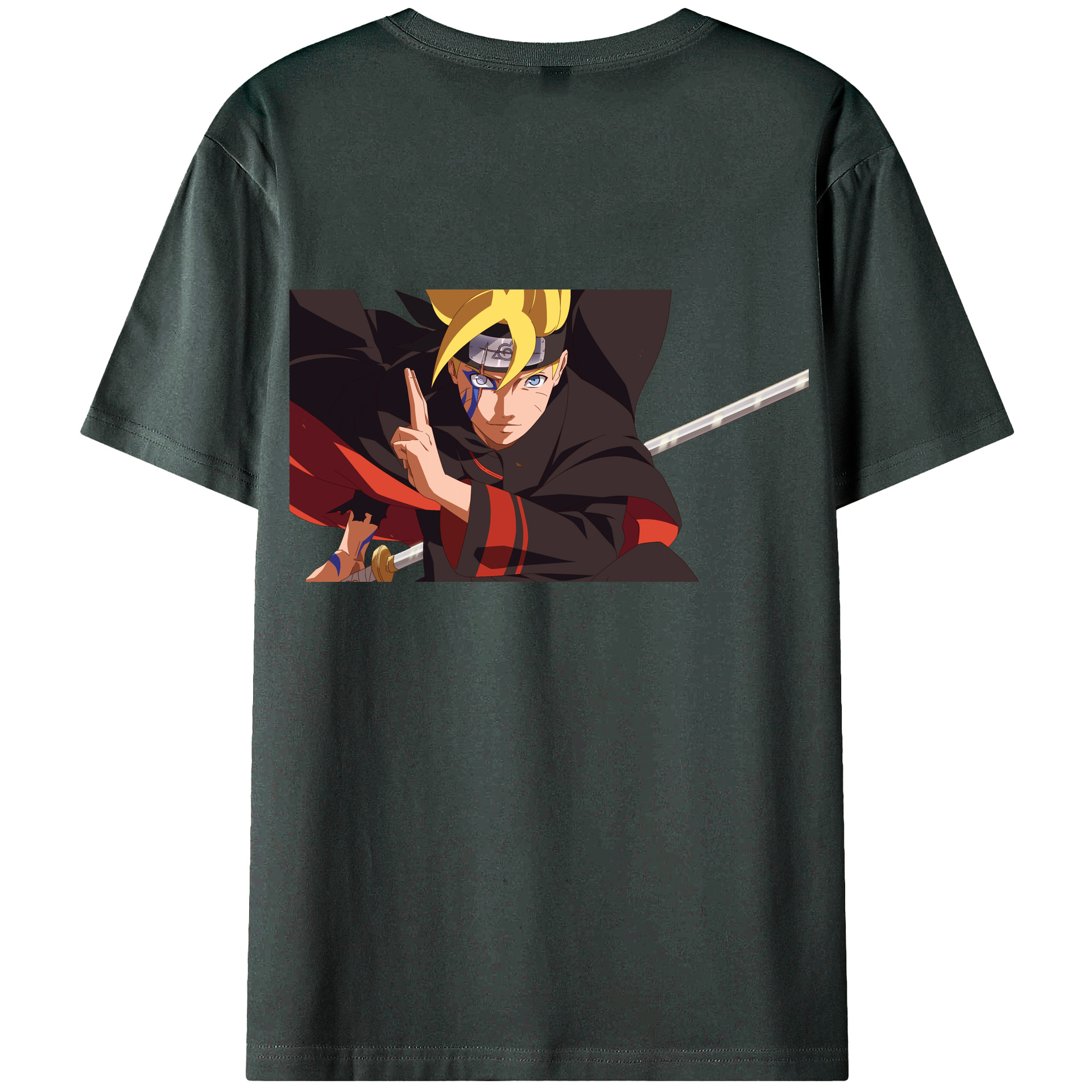 （画像用） NARUTO -ナルト- うずまき ボルト Uzumaki Boruto 綿100％ メンズ半袖Tシャツ（バックプリント） 通気性